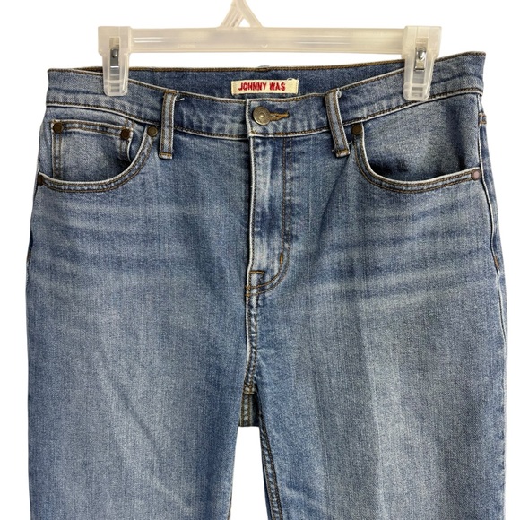 Johnny Was Luisa High Rise Straight Leg Floral Embroidered Jeans Women's Size 27 - Picture 3 of 10